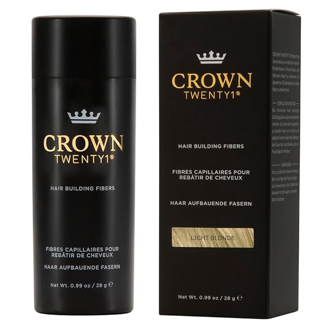 CROWN Hair Building Fibers (28g) - Instantly Cover Fine & Thinning Hair for a Thicker, Fuller Look - A Natural Keratin Concealer - 13 Shades for Men & Women - Light Blonde