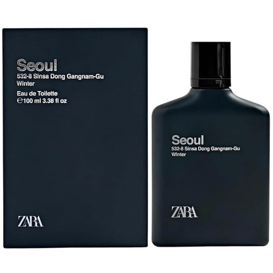 Zara Seoul Winter Perfume for Men Fresh Tangerine Apple Orange Blossom Warm Amber and Woods Scent Eau de Toilette 100ml (3.38 fl. oz.)