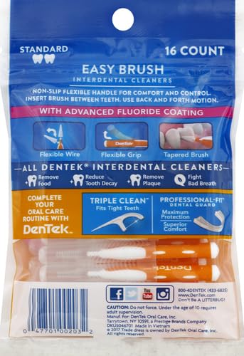 DenTek Easy Brush Interdental Cleaners, Mint, 16 Count (Pack of 2)