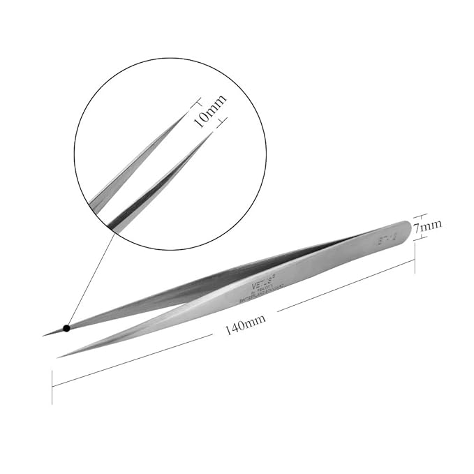 LASHVIEW Lash Tweezer, Vetus Straight Pointed Eyelash Tweezers for Profissional Grafting Eyelash Extension, Stainless Steel Needle Nose Tweezers for Lash Extension Stickers Precision Electronics, ST12