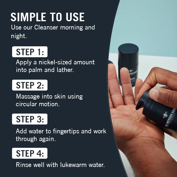 Mens Daily Face Wash Cleanser, Deep Cleaning, Does Not Strip Skin, Gets Rid of Grime, Beats Breakouts, Refreshing Skin Hydration, Facial Cleanser for Men, For All Skin Types