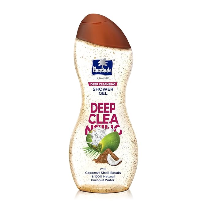 Parachute Advansed Shower Gel with Coconut Shell Beads & 100% Natural Coconut Water| Hydrates | Gentle| 100% Soap Free|8.4 Fl oz