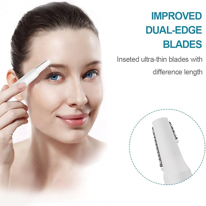 TOUCHBeauty Face Eyebrow Nose Ear Hair Trimmer, All-in-ONE Hair Remover for Women & Men, Dual Blades Shaver Battery Powered Upgraded Version TB-1458(White)