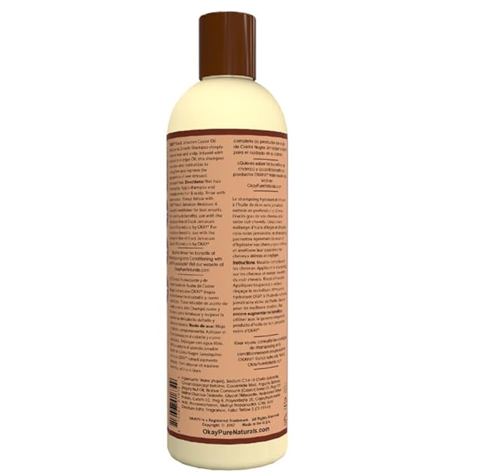 OKAY Black Jamaican Castor Oil Shampoo - Jamaican Castor Shampoo for Hair Health, Natural Moisturizing Cleanser to Strengthen & Restore Damaged Hair for Women & Men - 12 fl oz (Pack of 1)
