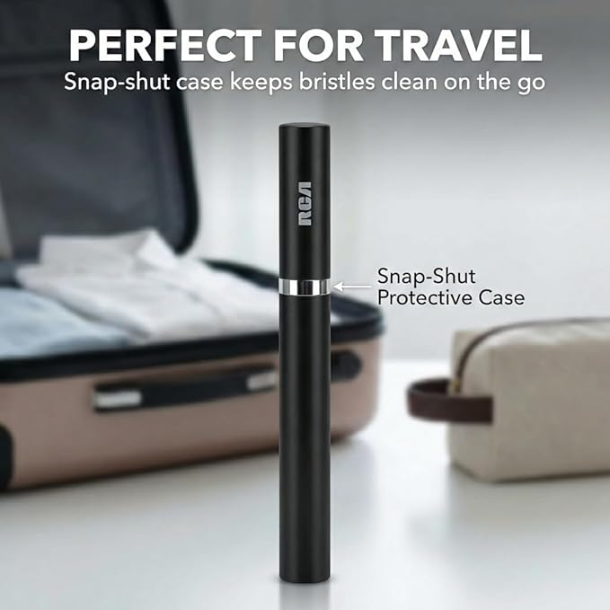 RCA Sonic Electric Toothbrush for Adults – Battery Powered Toothbrush with Extra Brush Head, Spin Brush Toothbrush for Travel - Black