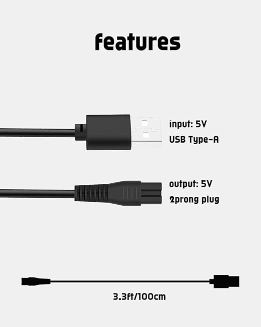 uijino Pitbull Skull Shaver Charger Cord for Pitbull Gold Replacement Cord Pitbull Silver Charger, USB Charging Cord Pitbull, Skull Shaver Replacement Charger for Head Shavers for Bald Men