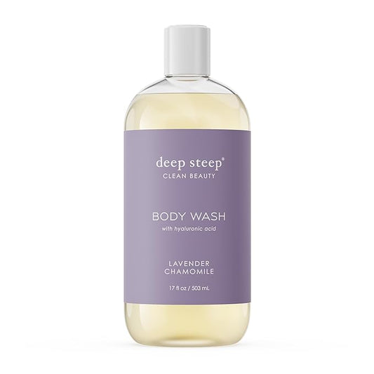Deep Steep Body Wash, Lavender Chamomile, 17 oz – Hydrating Shower Gel with Hyaluronic Acid, Shea Butter, Aloe Vera & Argan Oil – Vegan, Clean Beauty, Clean & Refreshed Skin