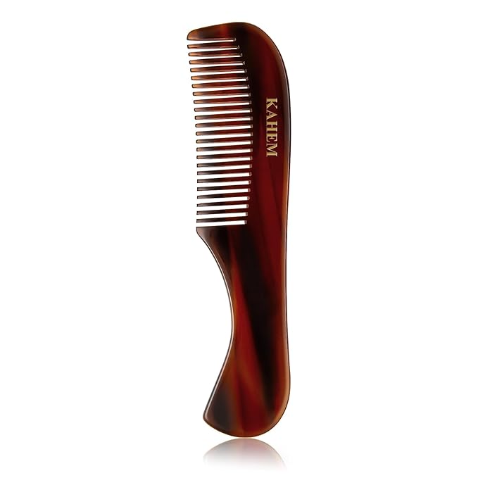 KAHEM Beard and Mustache Comb for Men, 4.72 Inch Fine Tooth Hair Comb for Short Facial Hair Grooming, Pocket Styling Comb, Hand-Made of Quality Cellulose Acetate