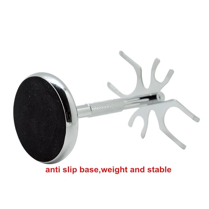 Deluxe Stainless Steel 4 Prong Safety Razor and Shave Brush Stand Drip Stand