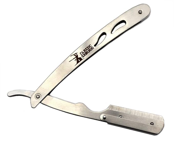 CS102 + CS Matte Black Professional Barber Straight Edge Shaving Razor 2 pcs for Men + 100 Lord Platinum single edge Razor Blades