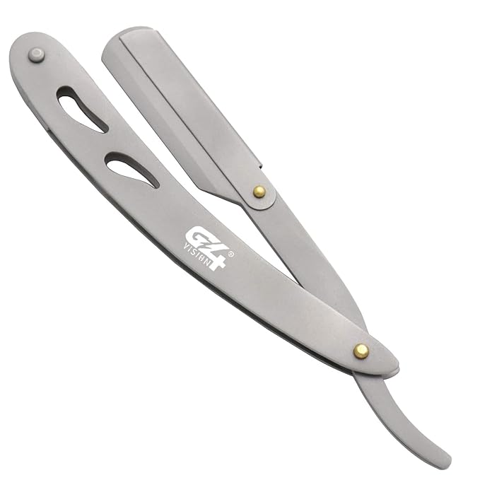 G4 Stainless Steel Straight Edge Barber Shaving Razor Blade for Close Shaving Men Replaceable Blades (Silver)