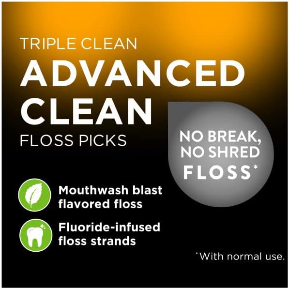 DenTek Triple Advanced Clean Mouthwash Blast Floss Picks, 75 Count, (Pack of 1)