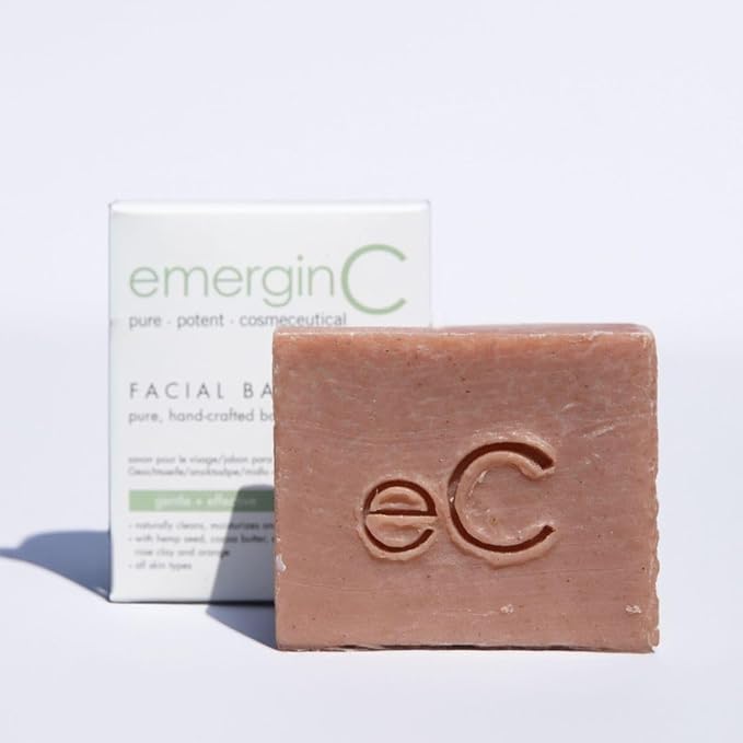 emerginC Signature Facial Bar - Naturally Formulated Soap for Face to Clean, Moisturize & Nourish Skin - Cocoa Butter, Echinacea Oil, Lavender Oil, Rose Clay & Orange (4.5 oz)