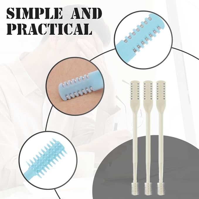 Nasal Hair Cutter, Manual 360° Rotating Nose Hair Trimmer Removal Razors with Ear Picker,2 in 1 Double Sided Nose Hairs Knife Portable Removal Tool for Women Men (A-Beige/3pcs)