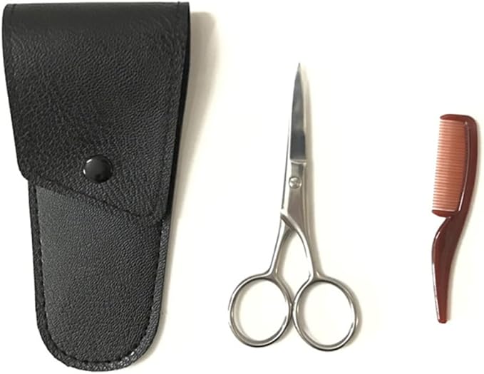 NOLITOY 3sets Stainless Steel Eyebrow Scissors Mustache Trimming Shears Brow Grooming Kit Hair Salon Tool