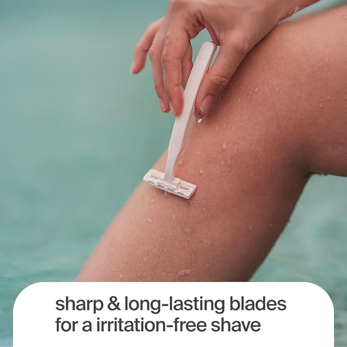 Plastic-Free Disposable Razors – 20 pieces, 3 blades – Sustainable shaving for a zero-waste routine (Rosé)