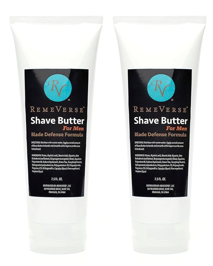Shave Butter for Men by RemeVerse. Shaving Butter That Fights Nicks, Cuts, Ingrown Hairs, And Razor Burn 7.5 ounces (2 pack)
