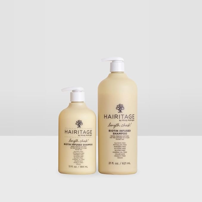 Hairitage Length Check Biotin Shampoo with Jamaican Black Castor Oil - Thickening + Volumizing - Sulfate Free + Color Safe + Vegan - Hydrating Repair Shampoo for Thinning Hair 21 Oz.
