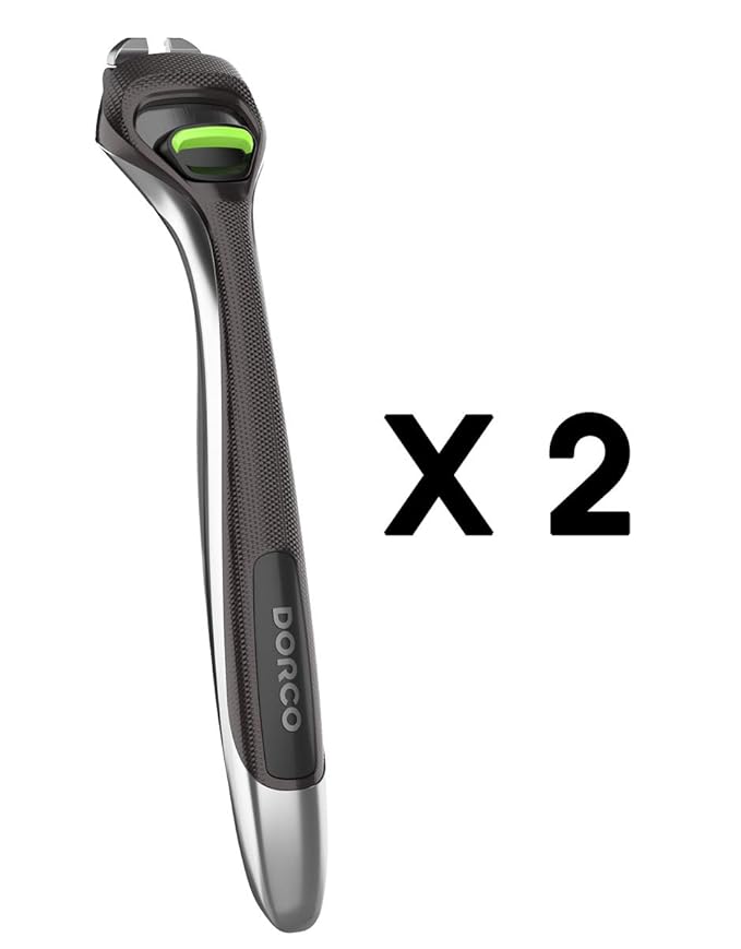 Dorco Pace 6 Pro - Six Blade Razor System with Trimmer - 2 Replacement Handles (Handles Only)
