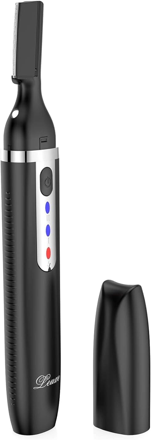 Facial Hair Remover and Eyebrow Trimmer, Rechargeable Hair Removal Women's Electric Shaver Razor for Peach Fuzz Chin Cheek Upper Lip（Black）