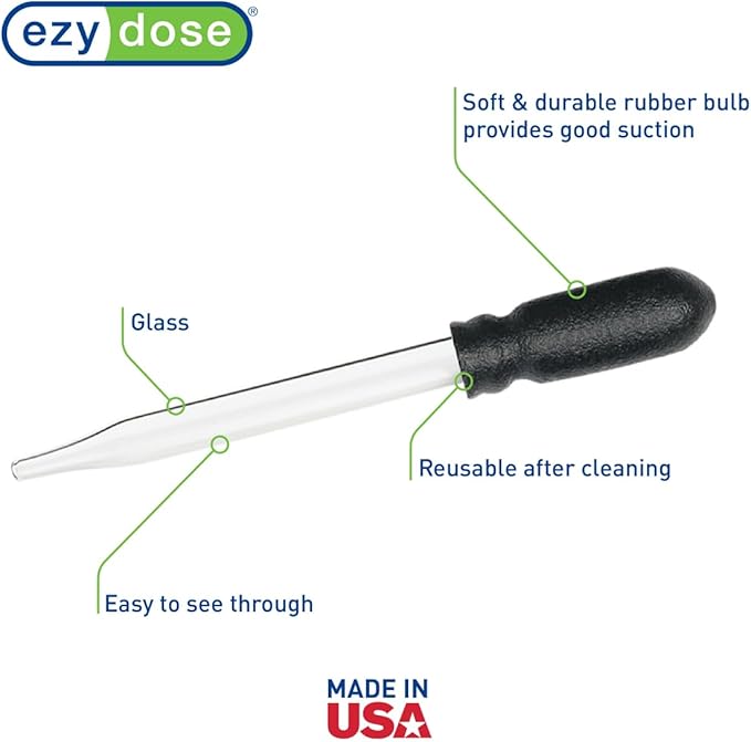 EZY DOSE Ear and Eye Medicine Dropper for Liquid Medicine, 1ml Capacity Glass, Deliver Correct Dose, 12 Count, Convenient and Easy to Use, BPA Free, Made in The USA