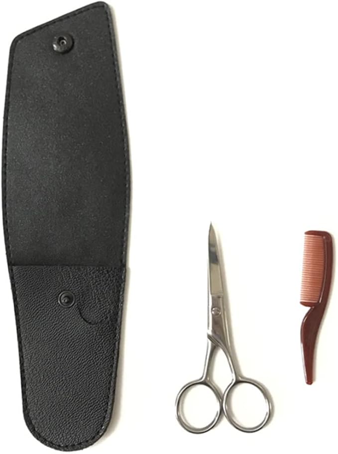 NOLITOY 2sets Stainless Steel Eyebrow Trimmer Grooming Kit for Men Mustache Scissors Beard Cutting Shears Hair Trimmers Hair Care Accessory