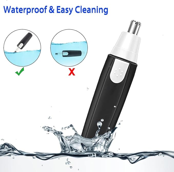 Nose Hair Trimmer for Men and Women，Professional Painless Clean Nasal， Ear & Facial Hair Electric Trimmer，Battary-Operated Eyebrow Clipper，Dual Edge Blades for Easy Cleansing Black