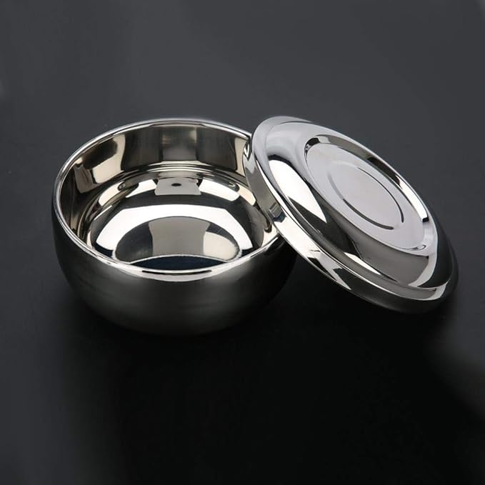 Universal Men Stainless Steel Beard Shaving Soap Bowl Shaving Mug Container With a Mirror