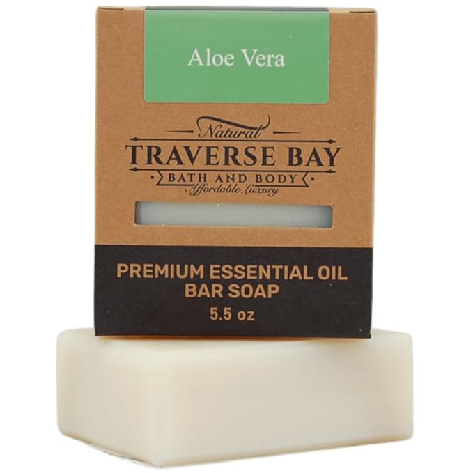 Traverse Bay Bath and Body Natural Cold Process Soap Facial Cleanse 4-Bar Variety Pack, Charcoal Cleanse, Aloe Vera, Neem Oatmeal, Black Pepper Turmeric, 5.5 oz Each, 22+ oz Total