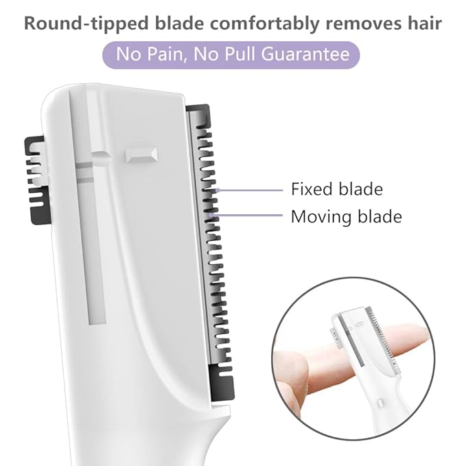 Upgraded Eyebrow Trimmer, Precision Electric Eyebrow Razor for Women Battery-Operated Facial Hair Remover with Comb No Pulling Sensation Painless for Face Chin Neck, Upper-Lip, Peach-Fuzz