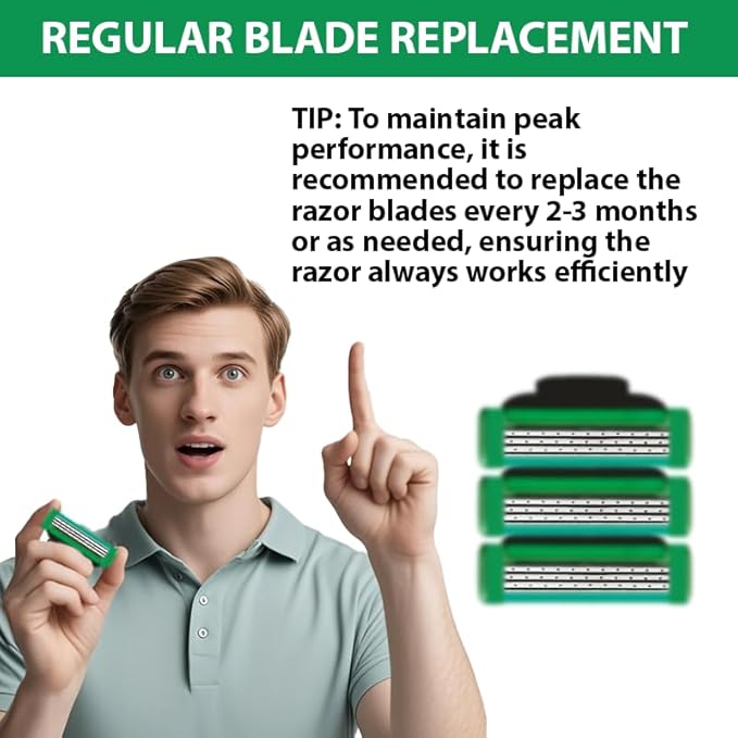 36 Blades Replacement Parts for GL-Mach 3 Style Razors (Green), Wet Razors Men's Blades Value Packs