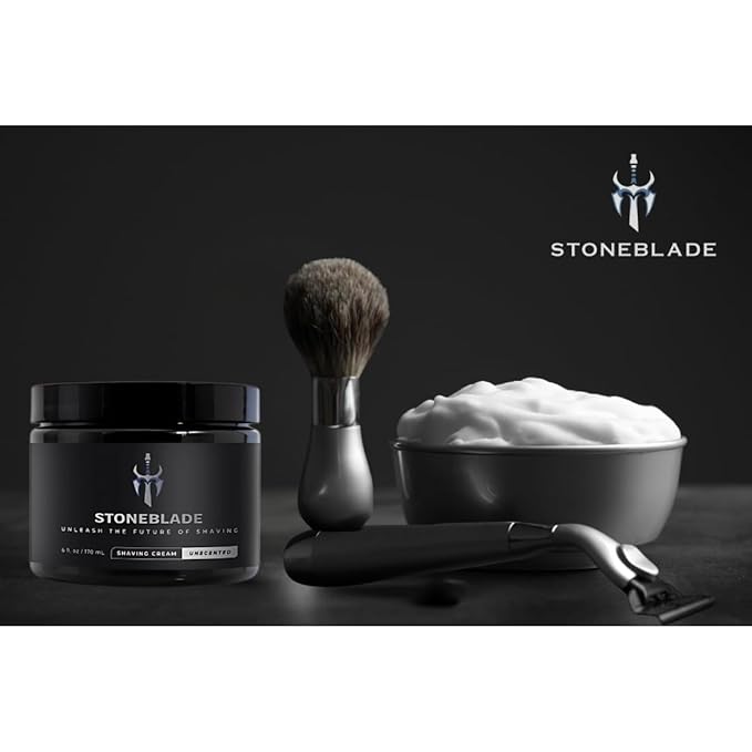 Shaving Cream for Men – Unscented, Helps Reduce Irritation | StoneBlade Luxury Shave Cream, 6 oz
