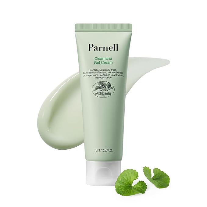Parnell Cicamanu Gel Cream, Manuka Honey & Cica Moisturizer for Sensitive Skin. Hyaluronic Acid Soothing Face Cream (2.53 Fl Oz / 75ml)