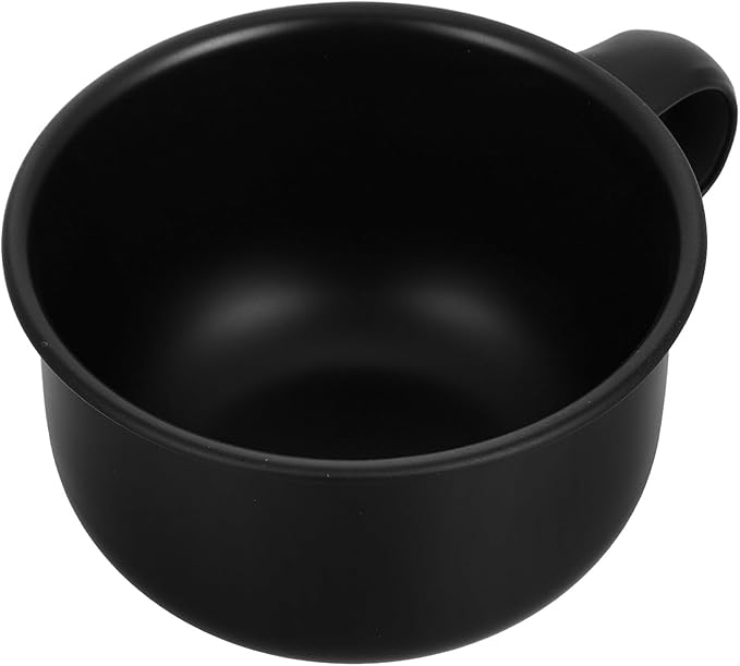 FRCOLOR Men’s Shaving Soap Bowl with Handle, Metal Shaving Mug for Beard Shave, Barber Shave Cup for Home, Black Foam Lather Container