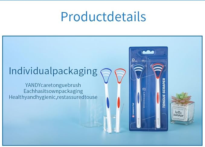 YANDY Tongue scraper, tongue brush for adults and children,easy to use,freshens breath and helps eliminate bad breath (Pack of 2)