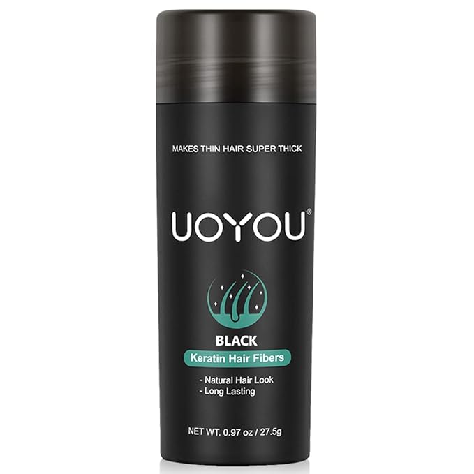 BLACK Hair Fibers for Thinning Hair 27.5g Bottle | Undetectable & Natural Keratin Hair Fibers Concealer for Hair Loss for Men and Women | Hair Building Fibres Powder [BLACK]