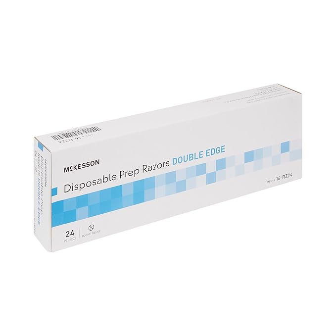 McKesson Disposable Razors [24 Count] Prep Shaving Razor, Single Blade Double Edge, Stainless Steel Blade, For Men and Women, Bulk, Blue