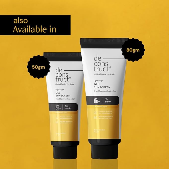 Deconstruct Face Gel Sunscreen In - Vivo Tested SPF 50 + and PA+++ | For oily, combination & normal skin | Matte, Lightweight & Airy, Non-greasy | For Men & Women - 80g