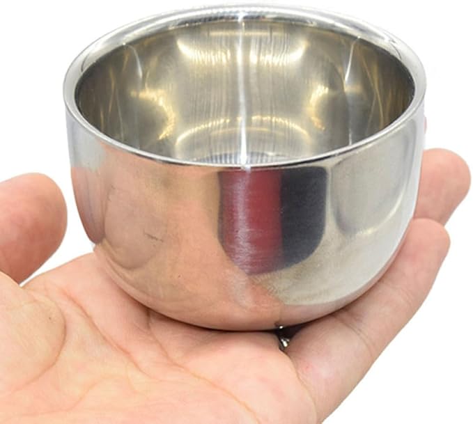 TEHAUX Stainless Steel Shaving Foaming Bowl for Men Rustproof Shaving Cream Container Grooming Shave Soap Bowl for Daily Use