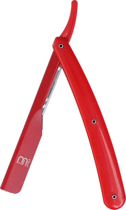 L3 Straight Razor Holder - Excellent Grip and Control - Precision Shaving Control - Level Three Straight Razor Holder (Red)