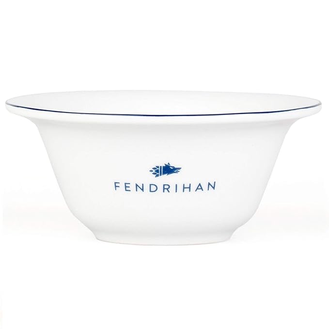 Fendrihan Porcelain Shaving Bowl, Hand-Painted Dark Blue Rim