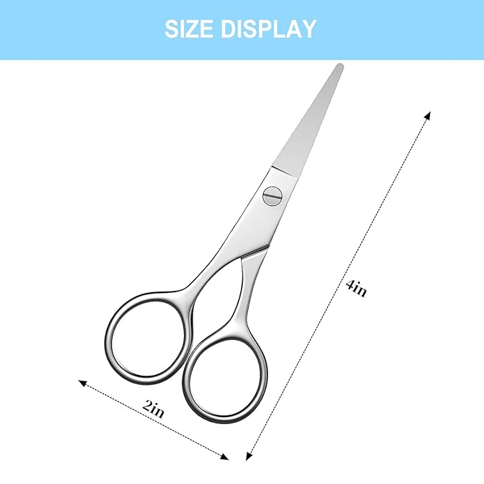 Precision Nose & Eyebrow Hair Scissors - Small, Professional Grooming Tool for Eyebrows, Nose Hair, Beard, Eyelashes, & Ear Hair - Ideal Gifts for Men & Women. (Small scissors - Round Head)