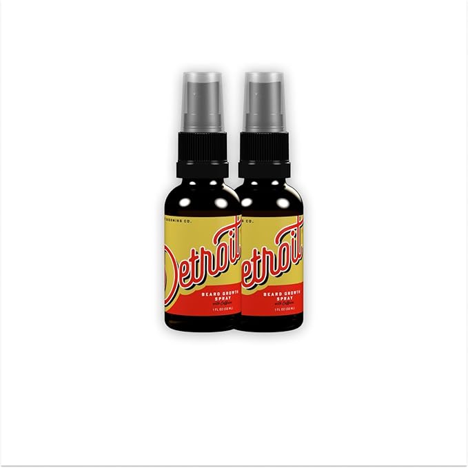 Detroit Grooming Co. Beard Growth Spray | Boost Beard Growth with Biotin, B7 & Caffeine | Hydrating Beard Care with Lavender Water, Green Tea & Glycerin | 1oz Bottles (2-pack)