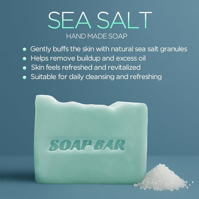 Natural Soap for Men, Soap Bar with Essential Oils, Cold Pressed Bar Soap for Men, Nourishing Mens Bar Soap (Seasalt)