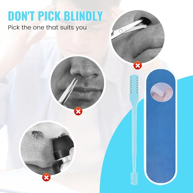 2-in-1 Nasal Hair Cutter with Storage Box,2026 Upgraded Nasal Hair Cutter,Manual Nasal Hair Cutter,360 Rotating Nose Trimmer Remover Tool,Double Sided Nose Hair Knife for Women Man (Blue)