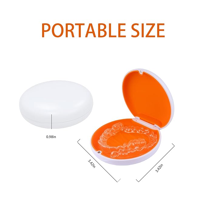 2PCS Retainer Case Compatible with Invisalign,Cute Slim Aligner Case,Customized Magnetic Closure Orthodontic Retainer Cases (2 Pack White+ Orange Silicone)