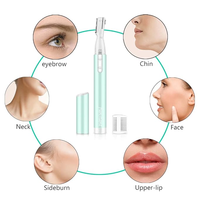 Upgraded Eyebrow Trimmer, Precision Electric Eyebrow Razor for Women Battery-Operated Facial Hair Remover with Comb No Pulling Sensation Painless for Face Chin Neck, Upper-Lip, Peach-Fuzz