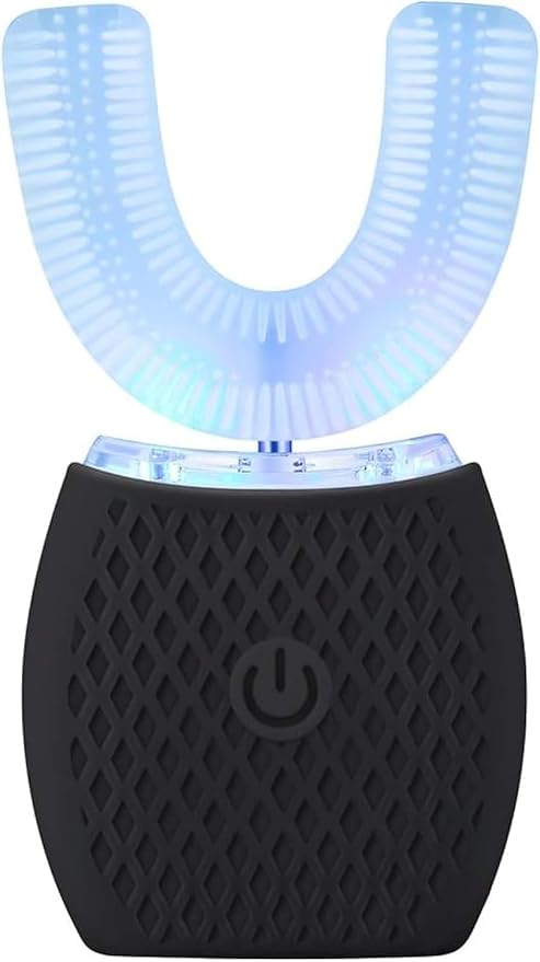 Automatic 360 Sonic Toothbrush, Waterproof Rechargeable Portable Electric Ultrasonic, Teeth Whitening Brush for Travel and Household (Black)