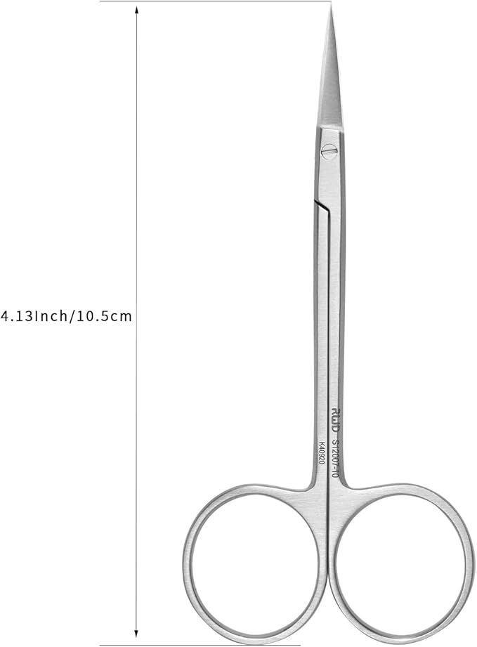 RWD IRIS-Fine Micro Scissors, 4.1 Inch Sharp Tip Straight Iris Medical Scissors, Martensitic Stainless Steel Surgical Scissor, Precision Cutting for Surgical, Dental & Lab, S12007-10