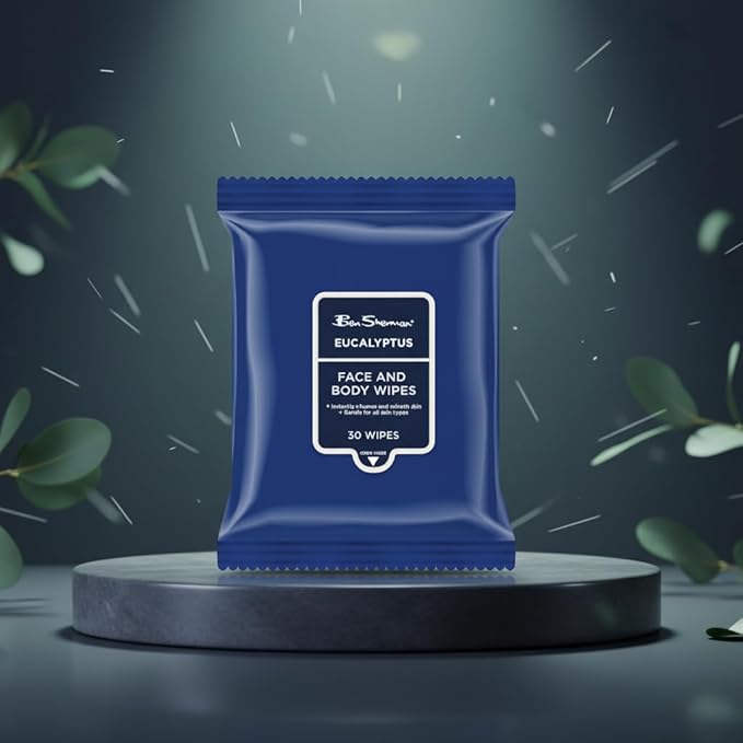 Ben Sherman Men's Face Wipes - 4 Pack (120 Total) Cleansing Wipes for Men with Cedar & Bourban, Eucalyptus, Tea Tree & Sandalwood